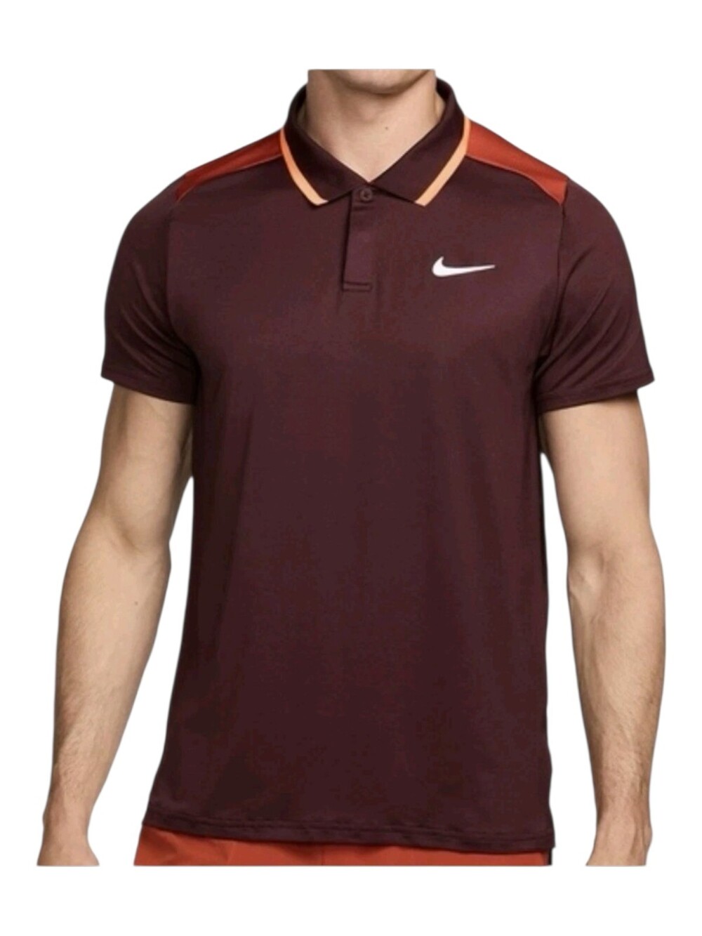 Nike NikeCourt Color Block Polo Burgundy & Orange Size Large NWT